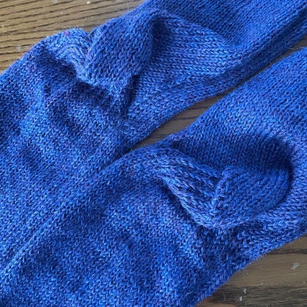 Hand Knit Lambswool Socks Women M/L Purple Cozy Winter Hiking Cottagecore